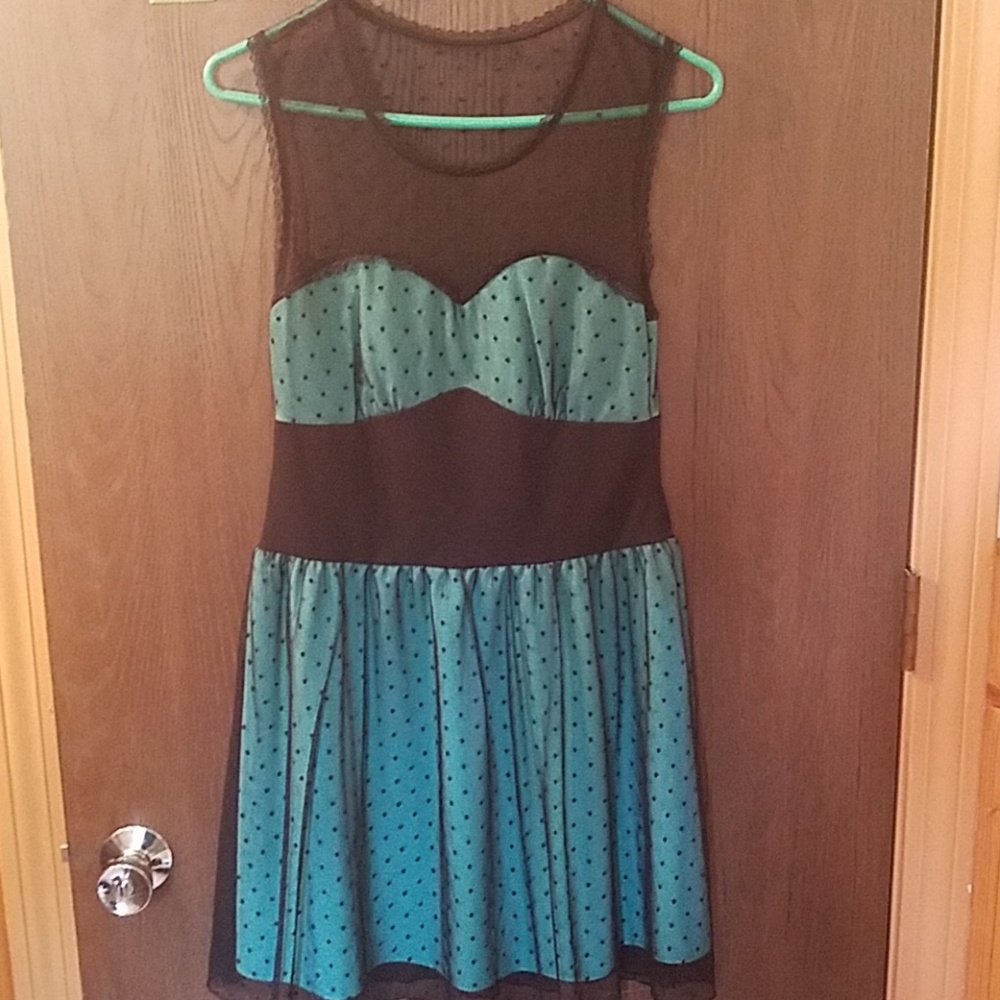 Black and Teal Polka Dot Dress